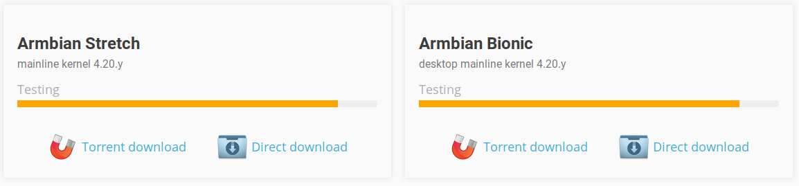 Armbian steht in den Varianten Debian (Stretch) und Ubuntu (Bionic) zur Verfügung.